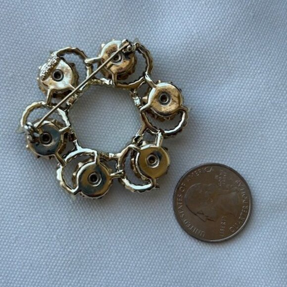 KRAMER Aurora Borealis AB Lavender Crystal Gold Circle BROOCH - Picture 9 of 10